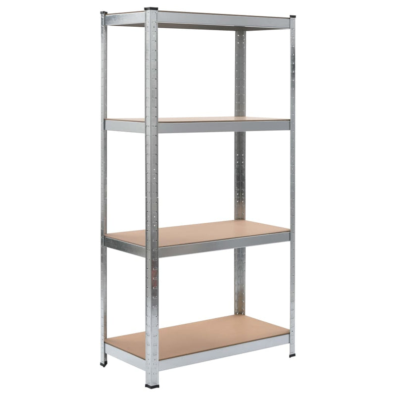 Load image into Gallery viewer, Vidaxl opbergrek 4-laags 2 st staal bewerkt hout zilverkleurig
