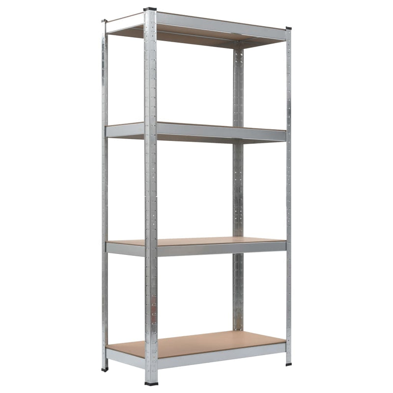 Load image into Gallery viewer, Vidaxl opbergrek 4-laags 2 st staal bewerkt hout zilverkleurig

