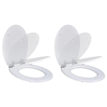Vidaxl toiletbril met soft-closedeksel 2 st mdf wit