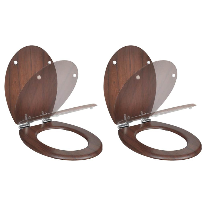 Load image into Gallery viewer, Vidaxl toiletbril met soft-closedeksel 2 st mdf bruin
