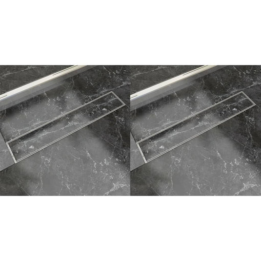 VidaXL Doucheafvoer 2 st rechthoekig 630x140 mm roestvrij staal