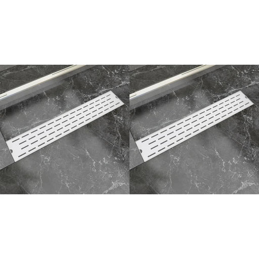 VidaXL Doucheafvoer 2 st rechthoekig lijn 630x140 mm roestvrij staal