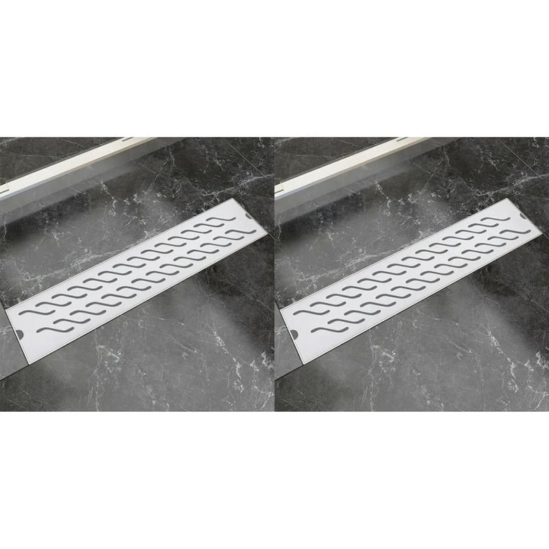 Load image into Gallery viewer, VidaXL Doucheafvoer 2 st rechthoekig golvend 530x140 mm roestvrij staal
