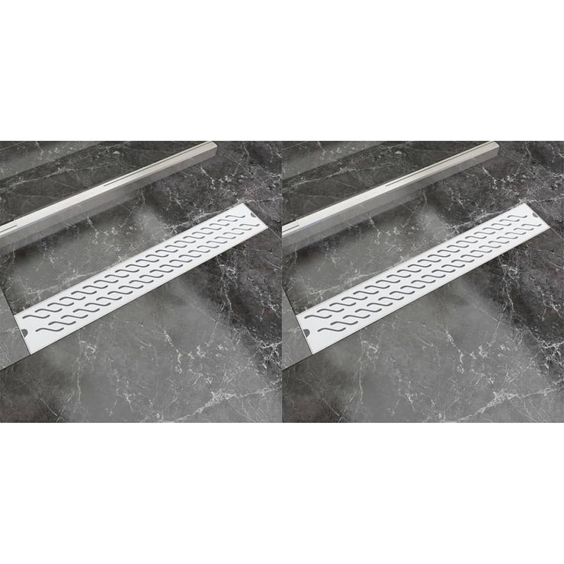 Load image into Gallery viewer, VidaXL Doucheafvoer 2 st rechthoekig golf 730x140 mm roestvrij staal
