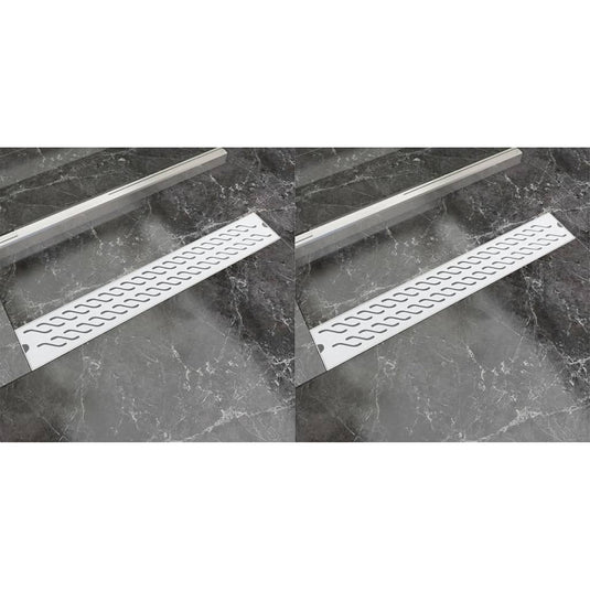 VidaXL Doucheafvoer 2 st rechthoekig golf 730x140 mm roestvrij staal