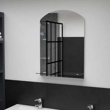Vidaxl wandspiegel met schap 50x70 cm gehard glas
