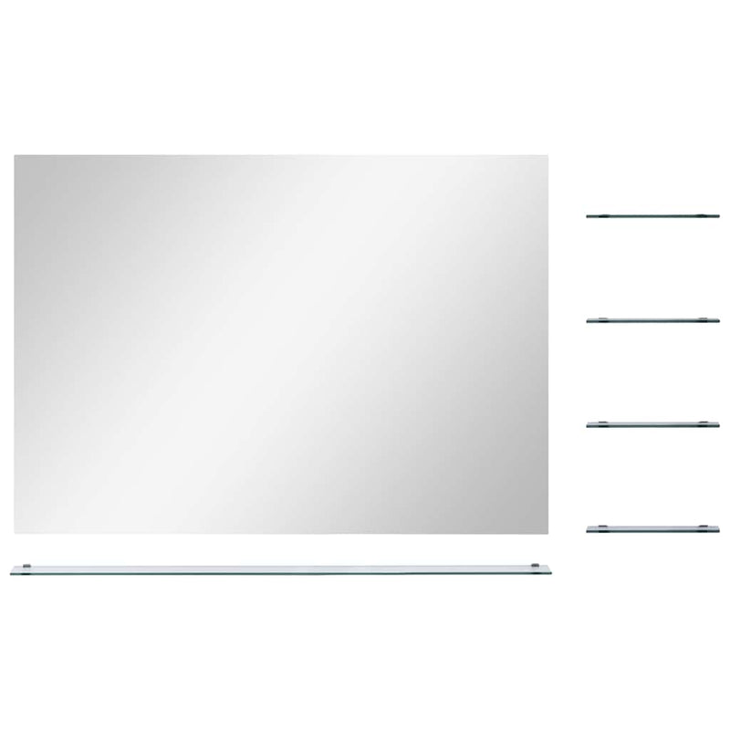 Load image into Gallery viewer, Vidaxl wandspiegel met 5 schappen 80x60 cm zilverkleurig
