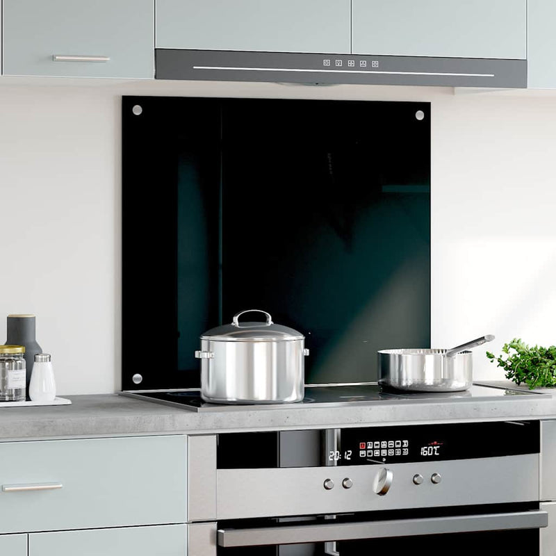 Load image into Gallery viewer, Vidaxl spatscherm keuken 70x60 cm gehard glas zwart
