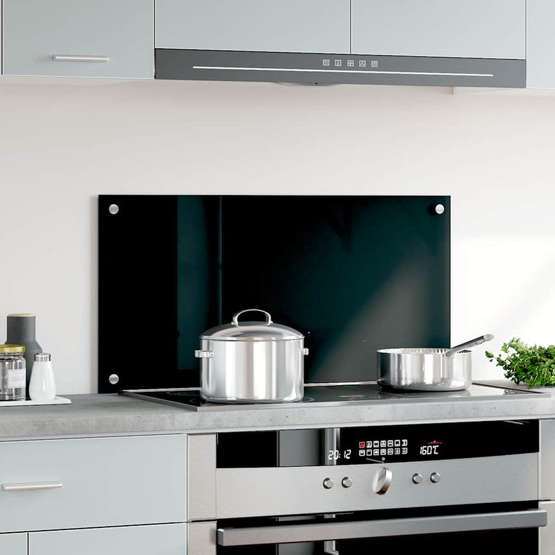 Load image into Gallery viewer, Vidaxl spatscherm keuken 80x40 cm gehard glas zwart

