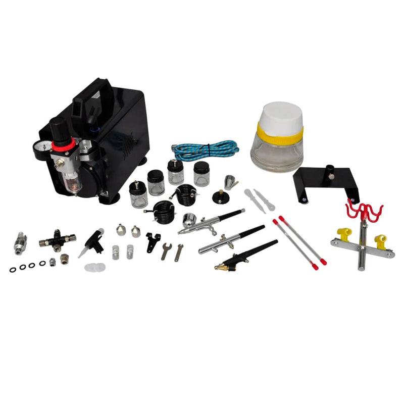 Load image into Gallery viewer, Vidaxl airbrush compressorset met 3 pistolen
