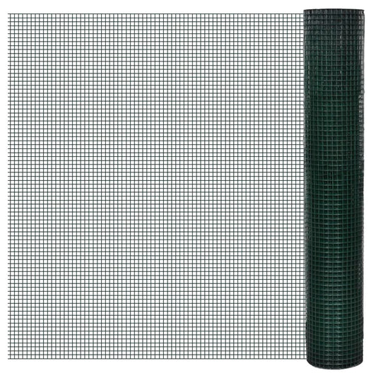 VidaXL Kippengaas 10x1 m gegalvaniseerd staal met PVC-coating groen