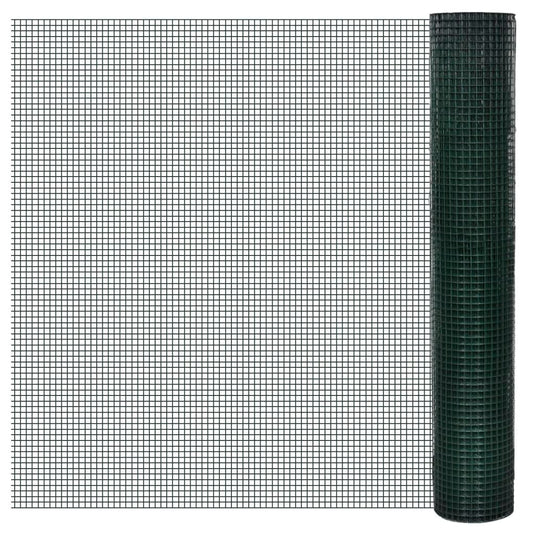 Vidaxl kippengaas 10x1 m gegalvaniseerd staal met pvc-coating groen