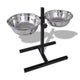 VidaXL Verstelbare dubbele honden katten voederbak (2 x 1,6L RVS bakken)