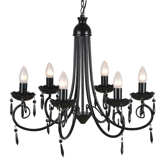 Vidaxl plafondlamp kroonluchter 6 lampjes zwart