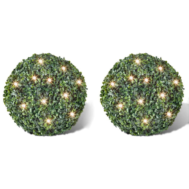 Load image into Gallery viewer, VidaXL Ronde kunstbuxus 35 cm met solar LED-verlichting (2 stuks)
