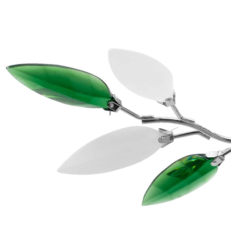 Load image into Gallery viewer, Vidaxl plafondlamp witte en groene acryl kristal bladeren 3xe14
