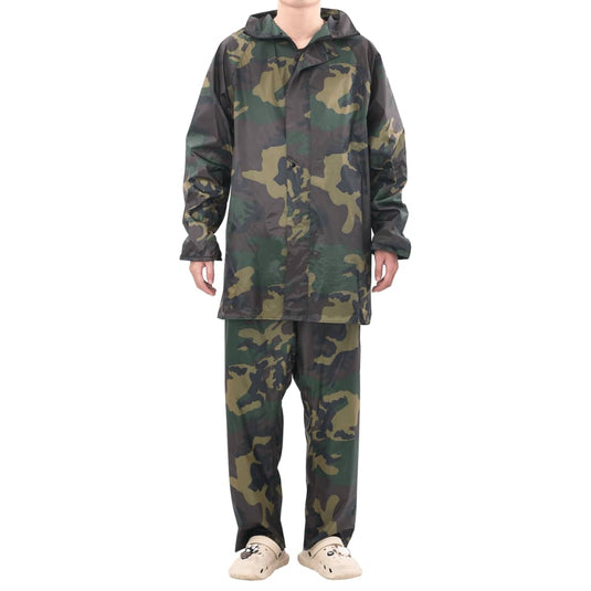 Vidaxl regenpak 2-delig met capuchon (heren camouflage maat l)