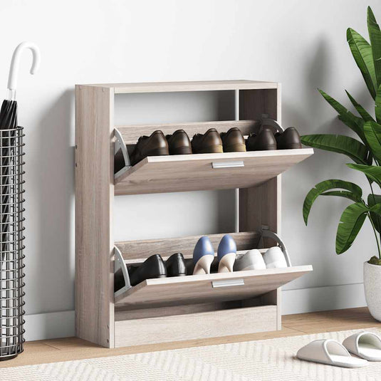 Vidaxl schoenenkast met 2 vakken eiken-look hout