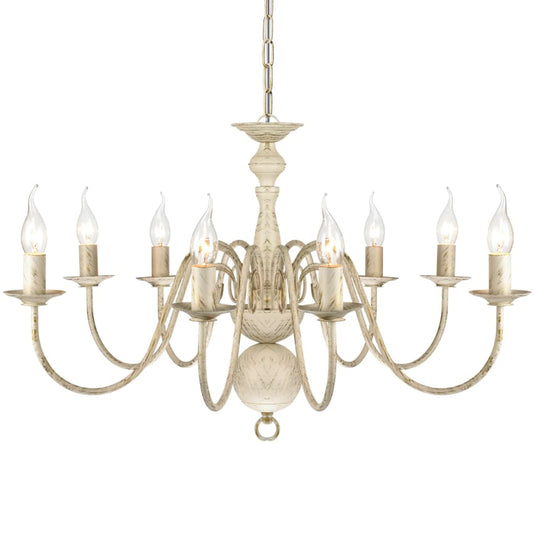 Vidaxl kroonluchter wit metaal 8 x e14 lampen