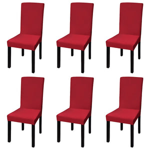 Vidaxl 6 st stoelhoes stretch recht bordeaux