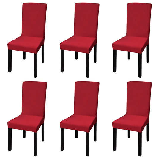 Vidaxl 6 st stoelhoes stretch recht bordeaux