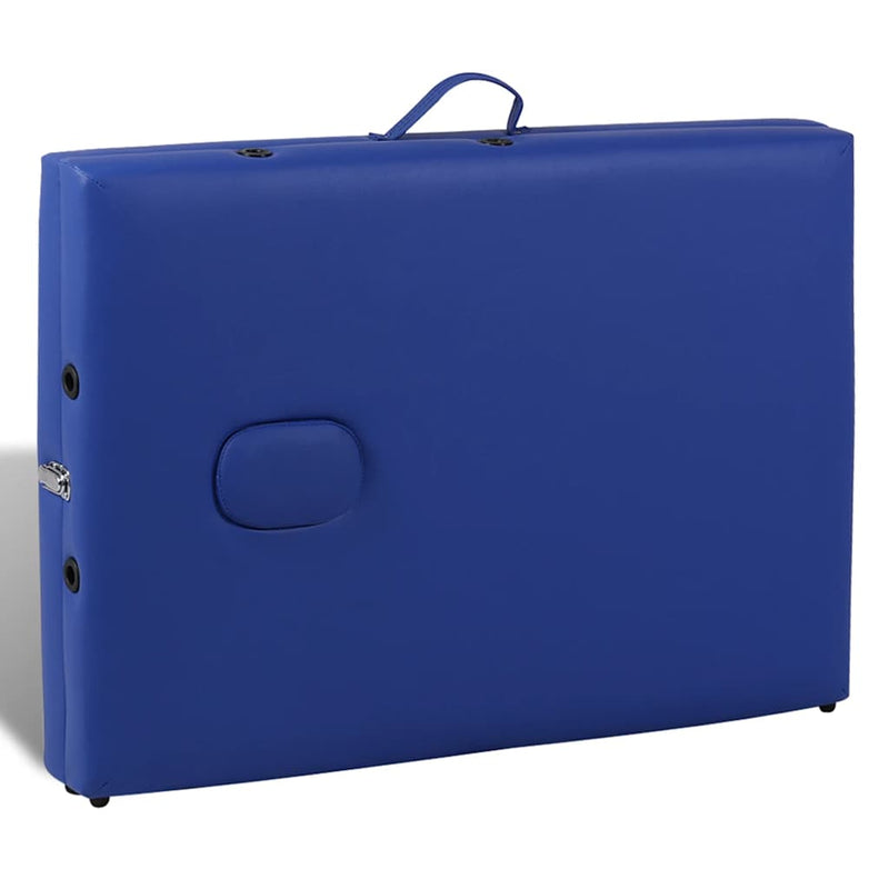 Load image into Gallery viewer, Vidaxl inklapbare massagetafel 2 zones met houten frame (blauw)
