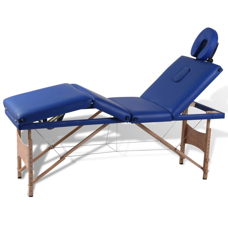 Load image into Gallery viewer, Vidaxl inklapbare massagetafel 4 zones met houten frame (blauw)
