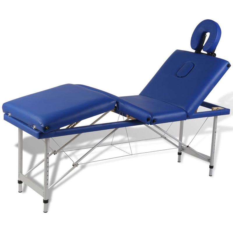 Load image into Gallery viewer, Vidaxl massagetafel inklapbaar met aluminium frame (vier delen blauw)
