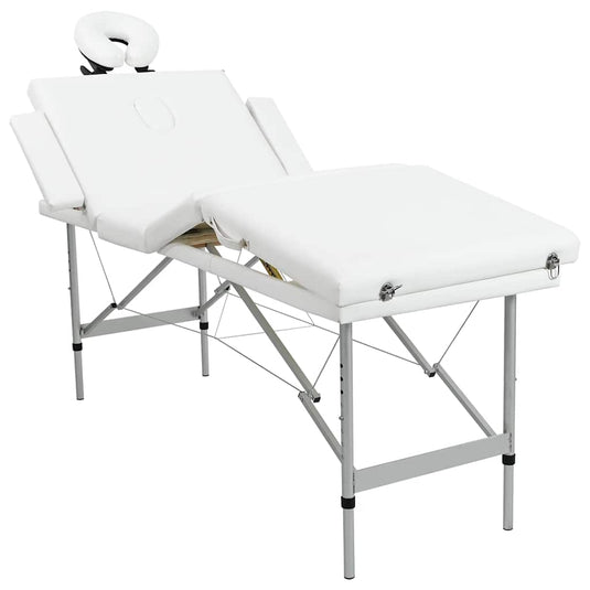 Vidaxl massagetafel inklapbaar met aluminium frame (vier delen crèmewit)