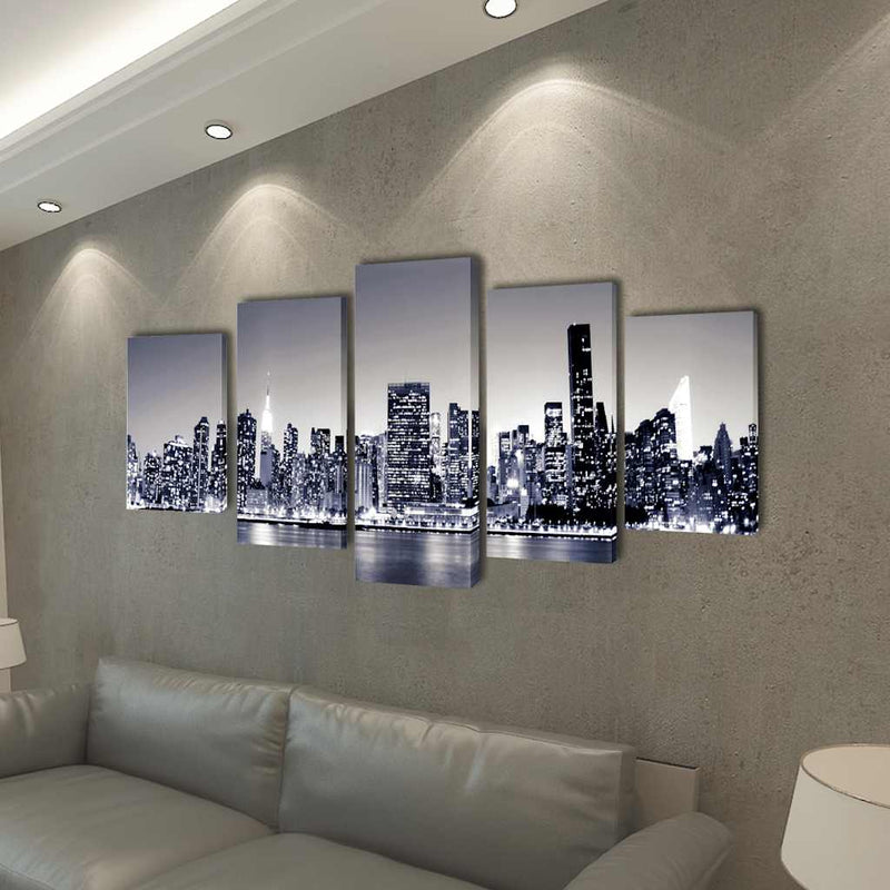 Load image into Gallery viewer, Vidaxl canvas muurdruk set monochroom new york skyline 100 x 50 cm
