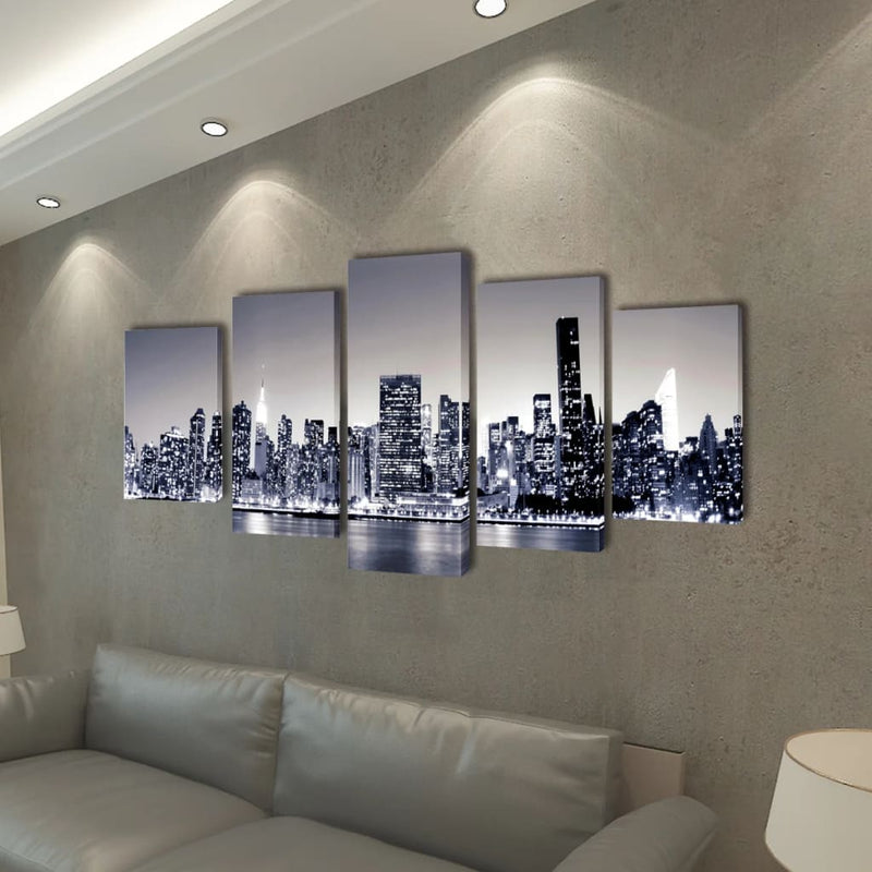 Load image into Gallery viewer, Vidaxl canvas muurdruk set monochroom new york skyline 200 x 100 cm
