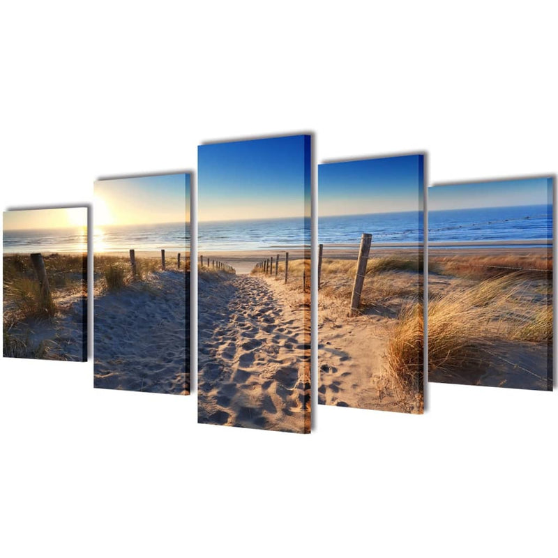 Load image into Gallery viewer, Vidaxl canvas muurdruk set zandstrand 100 x 50 cm

