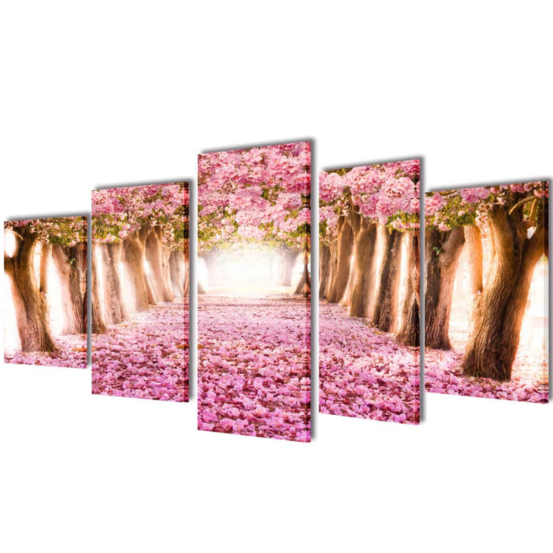 Load image into Gallery viewer, Vidaxl canvas muurdruk print set kersenbloesem 100 x 50 cm
