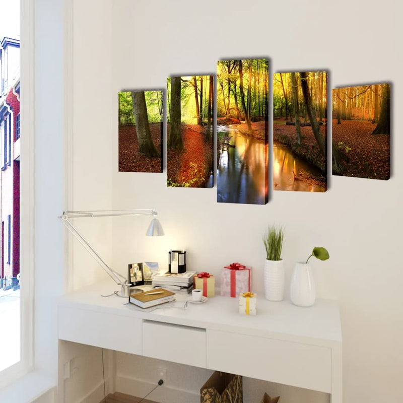 Load image into Gallery viewer, Vidaxl canvas muurdruk set bos 100 x 50 cm
