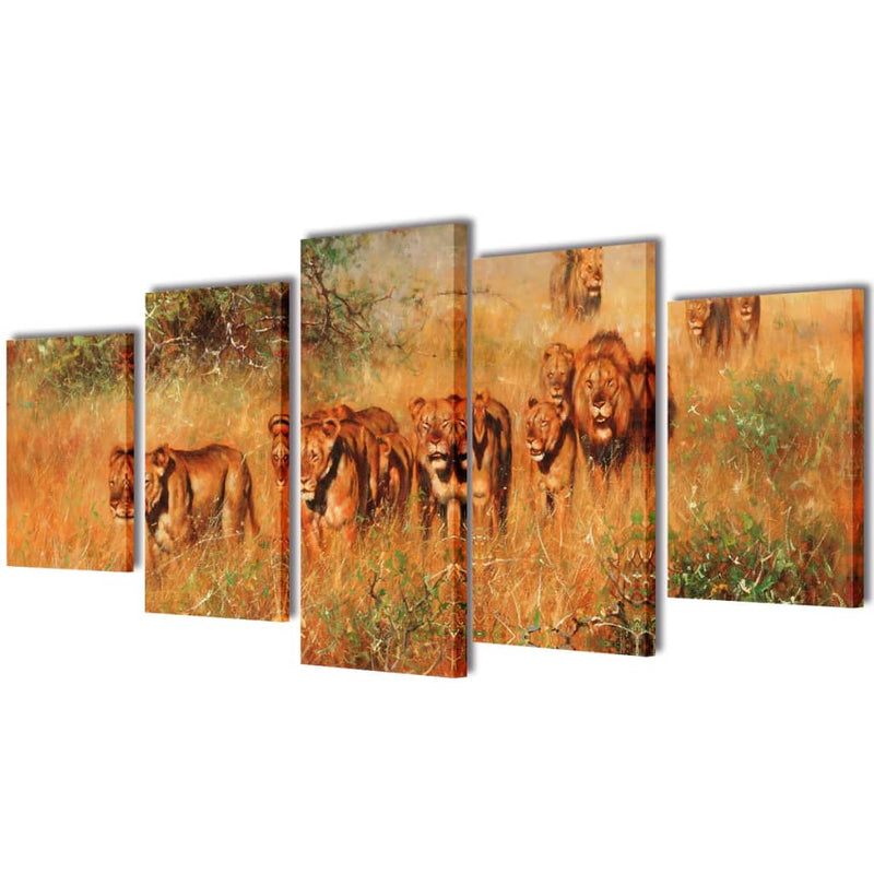 Load image into Gallery viewer, Vidaxl canvas muurdruk set leeuw 100 x 50 cm
