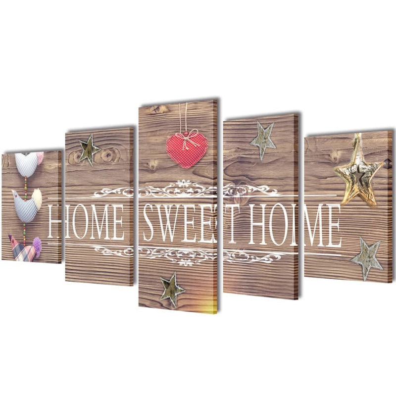 Load image into Gallery viewer, Vidaxl canvas wall print set home sweet home design 200 x 100 cm
