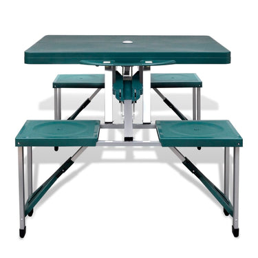 VidaXL Campingtafel met vier stoelen extra licht aluminium inklapbaar (groen)