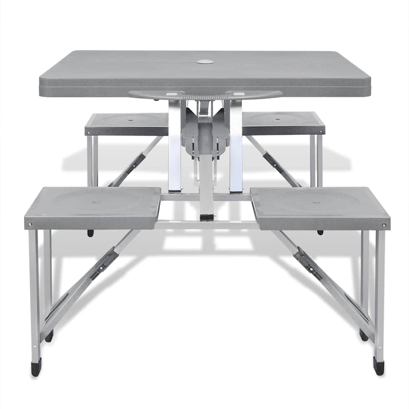 Load image into Gallery viewer, Vidaxl campingset inklapbaar lichtgewicht 120x60 cm aluminium grijs
