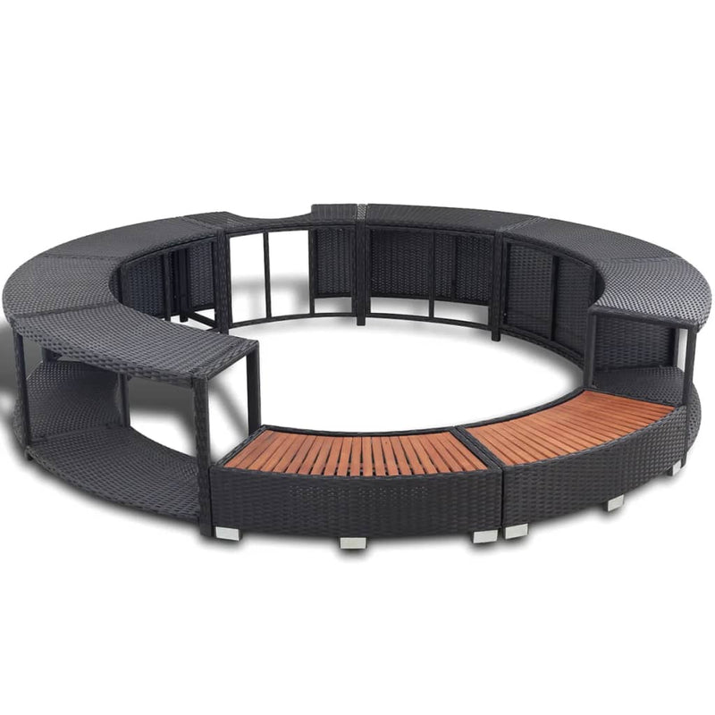 Load image into Gallery viewer, VidaXL Hottub-ombouw poly rattan zwart
