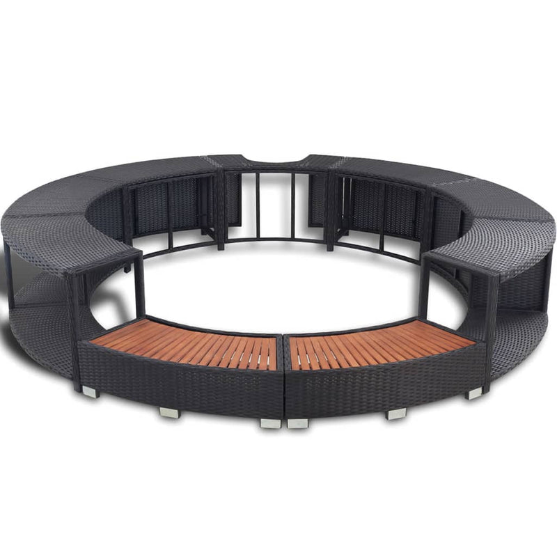 Load image into Gallery viewer, VidaXL Hottub-ombouw poly rattan zwart
