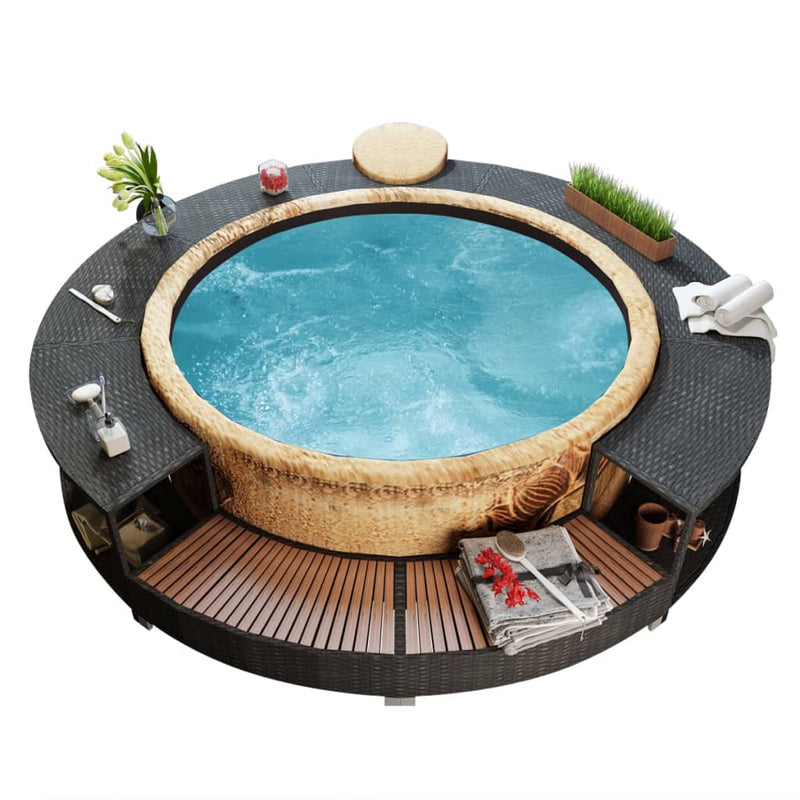 Load image into Gallery viewer, VidaXL Hottub-ombouw poly rattan zwart
