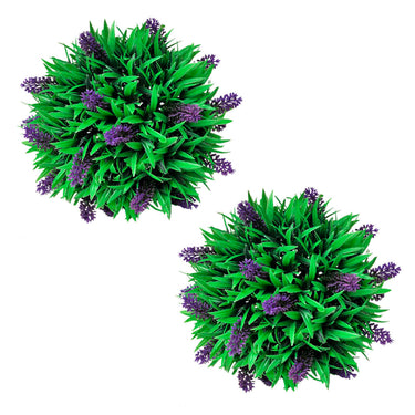 Vidaxl 2-delige kunstbuxussenset bolvormig met lavendel 28 cm