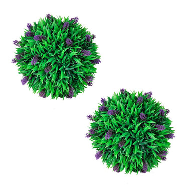 Vidaxl 2-delige kunstbuxussenset bolvormig met lavendel 30 cm