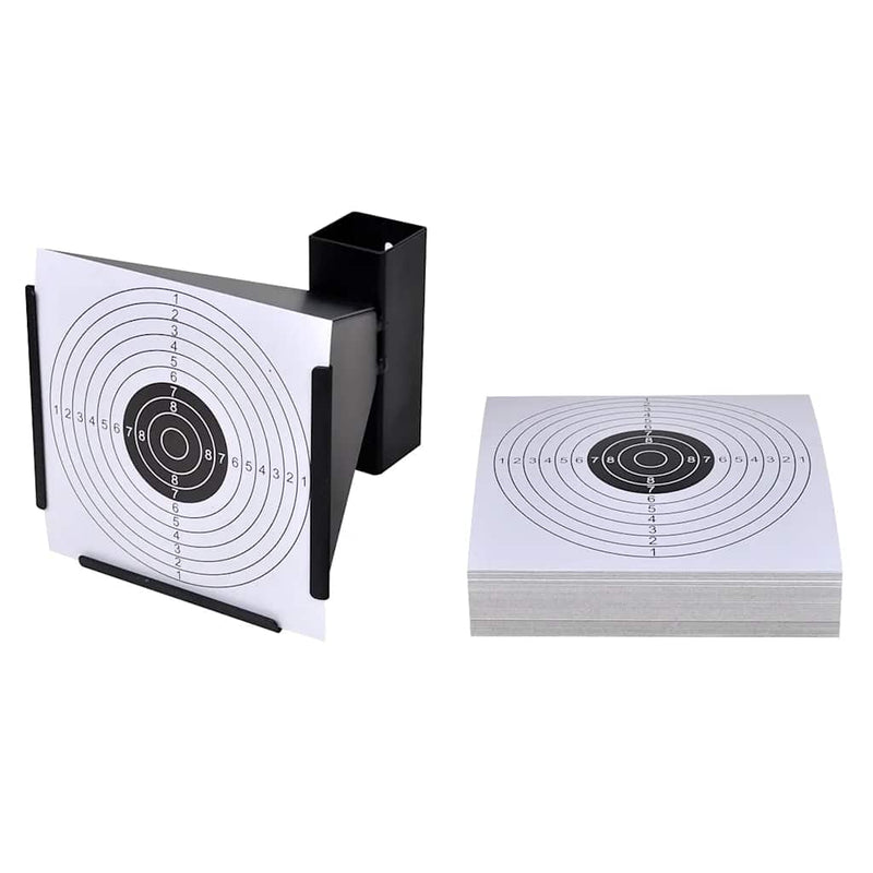 Load image into Gallery viewer, Vidaxl schietkast trechtervormig met 100 papieren targets 14 cm
