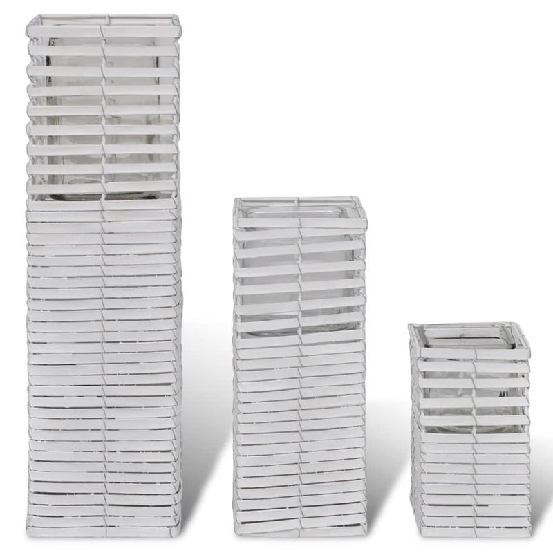 Load image into Gallery viewer, Vidaxl kaarsenhouder gewoven handgemaakt 3 stuks wit
