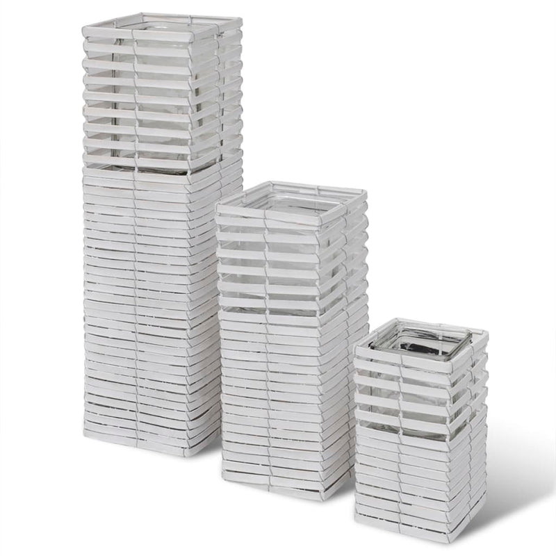 Load image into Gallery viewer, Vidaxl kaarsenhouder gewoven handgemaakt 3 stuks wit
