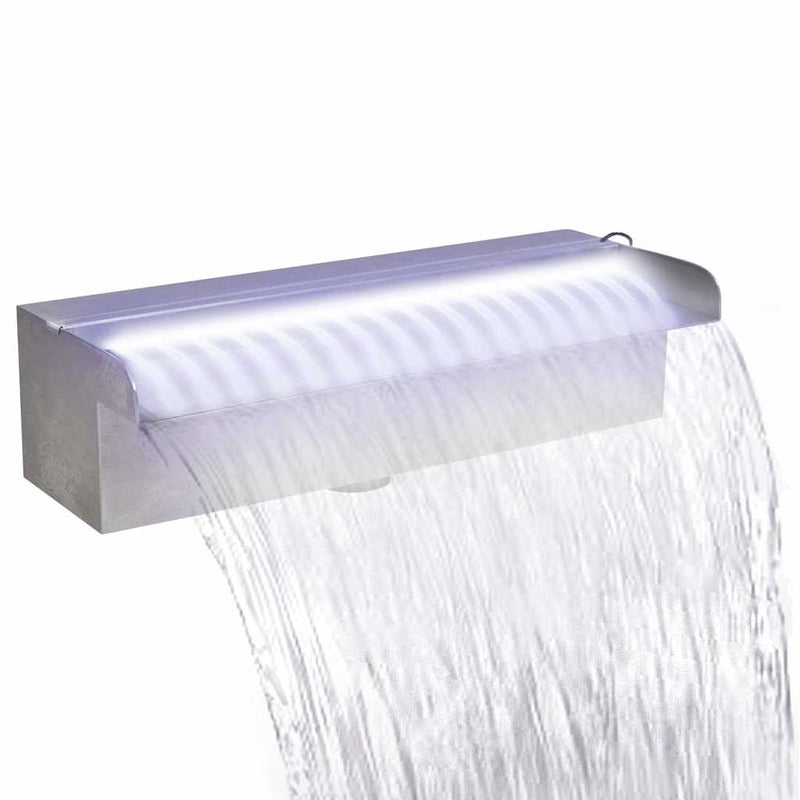 Load image into Gallery viewer, Vidaxl zwembadwaterval met led's rechthoekig 30 cm roestvrij staal

