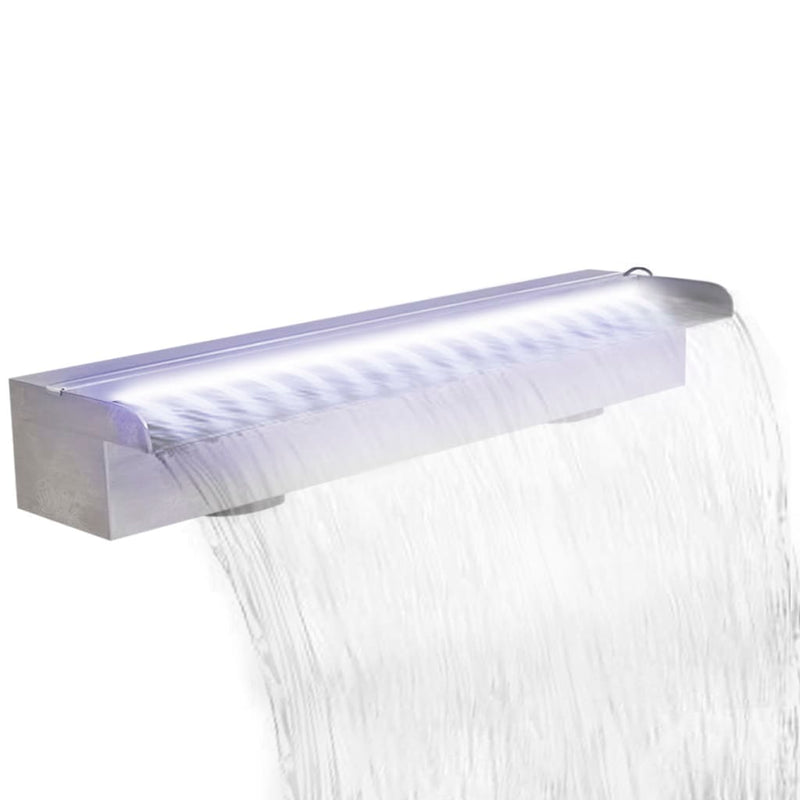 Load image into Gallery viewer, Vidaxl zwembadwaterval met led's rechthoekig 60 cm roestvrij staal
