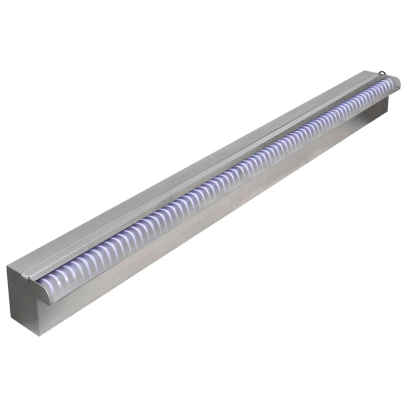 Load image into Gallery viewer, Vidaxl zwembadwaterval met led's rechthoekig 90 cm roestvrij staal

