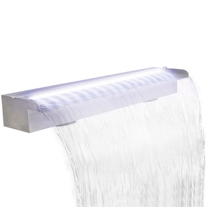 Load image into Gallery viewer, Vidaxl zwembadwaterval met led's rechthoekig 90 cm roestvrij staal
